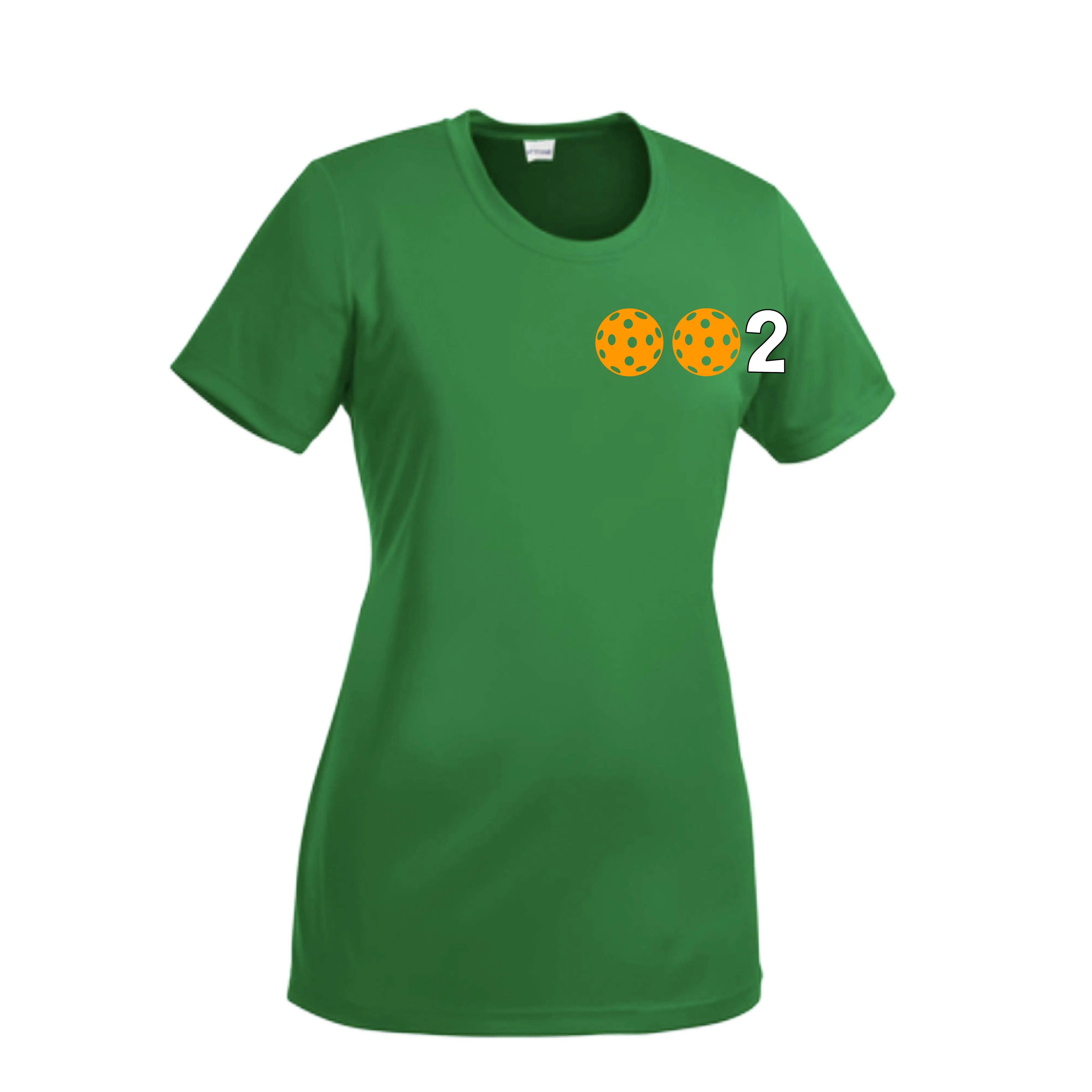 002 With Pickleballs (Green Orange Red) Customizable | Women’s Short Sleeve Crewneck Athletic Shirts | 100% Polyester