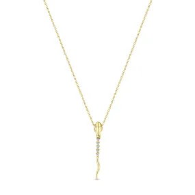 14k Diamond Tennis Snake Drop Pendant Necklace