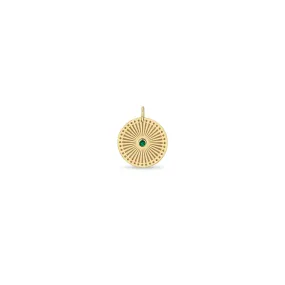 14k Single Emerald Small Sunbeam Medallion Charm