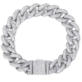 14mm Iced Cuban Link Bracelet in White Gold