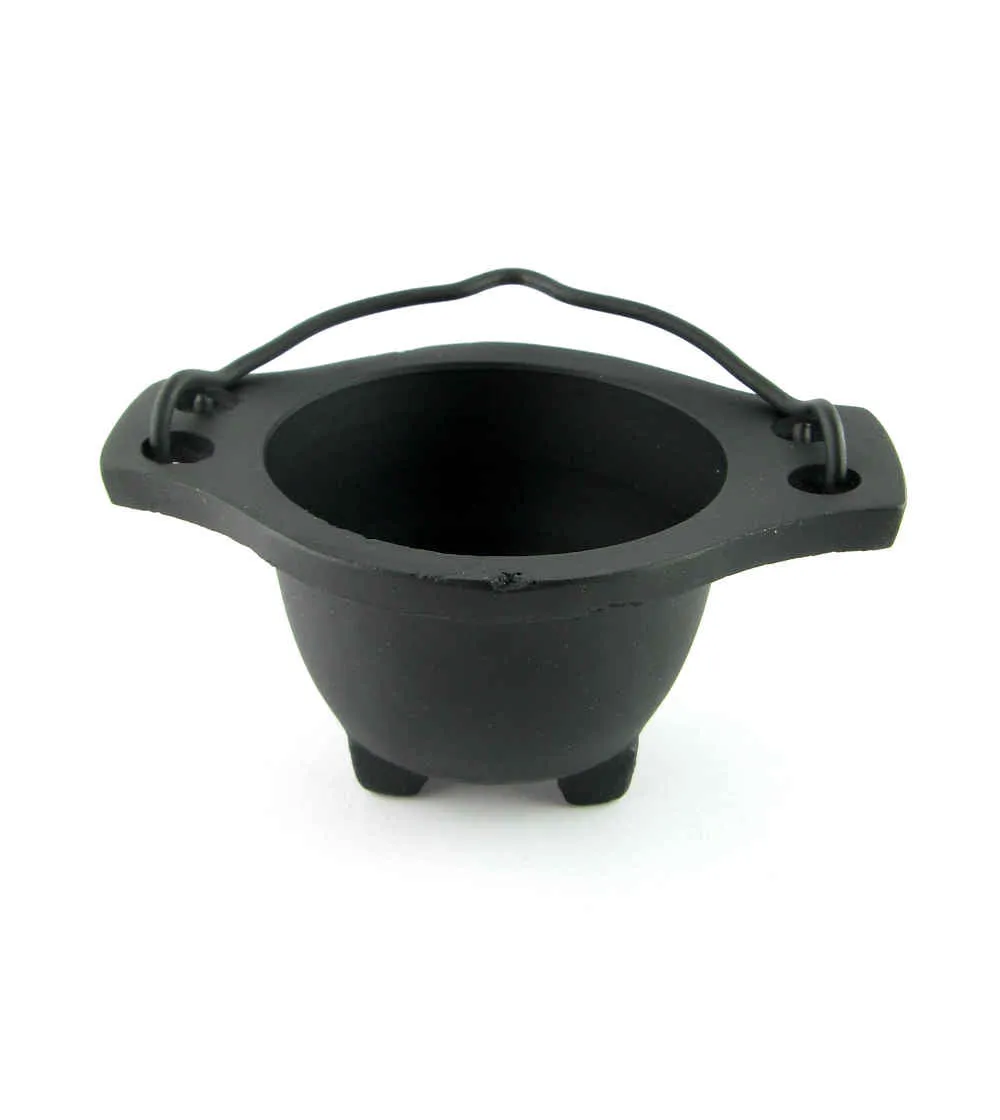 2-Piece Hanging Cauldron Incense Burner, Black Cast Iron