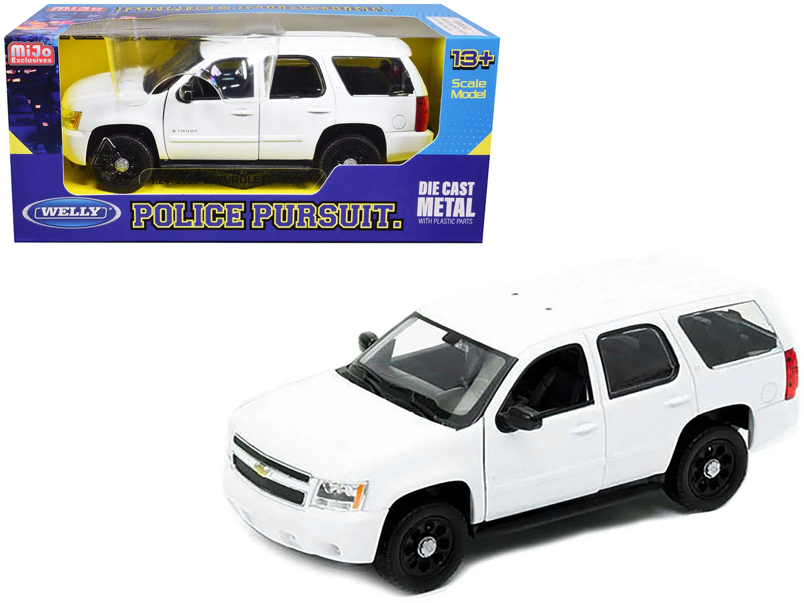 2008 Chevrolet Tahoe Unmarked Police Car White 1/24 Diecast Model Car by Welly