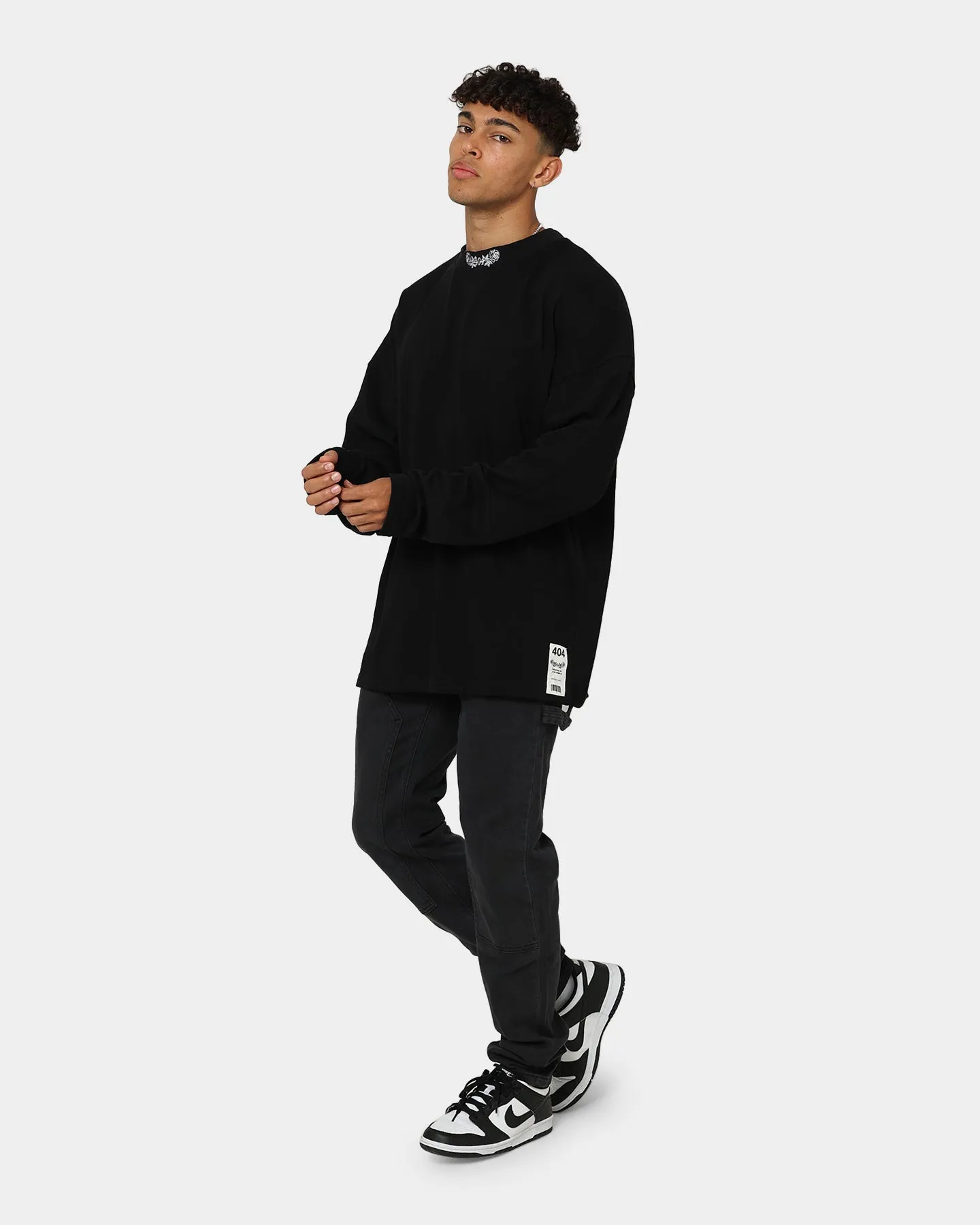 404 High Neck Long Sleeve T-Shirt Black