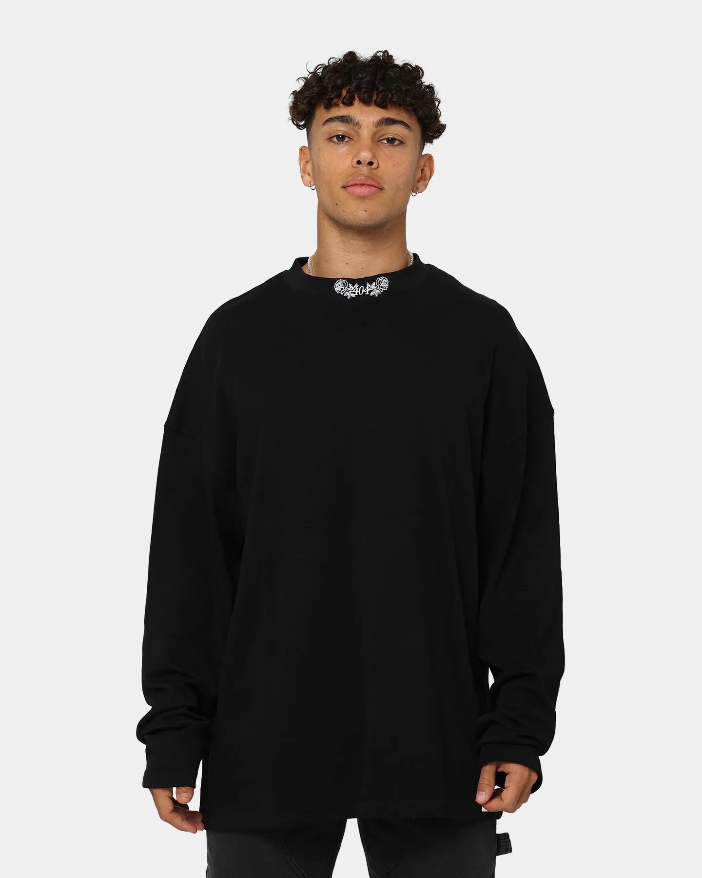 404 High Neck Long Sleeve T-Shirt Black