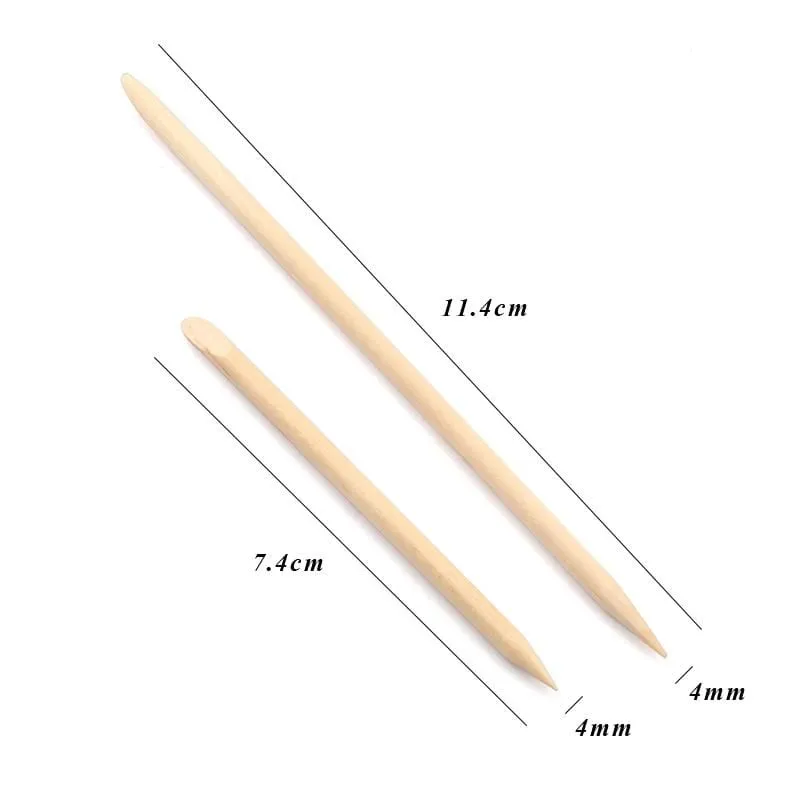 50/100 Wooden Cuticle Pusher Remover Nail Art Design Orange Wood Sticks Rhinestones Dotting Removal Manicure Pedicure Care Tools