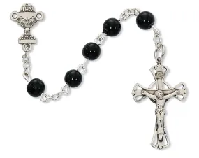 5mm Black Glass Communion Rosary