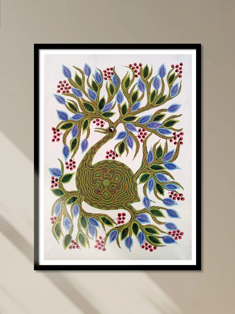 A Bird amidst a Fruitful Tree in Bhil Painting by Geeta Bariya