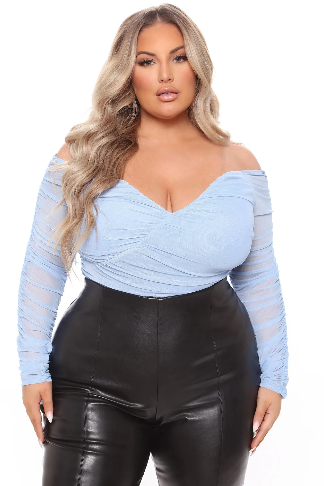 A Hot Mesh Bodysuit - Blue