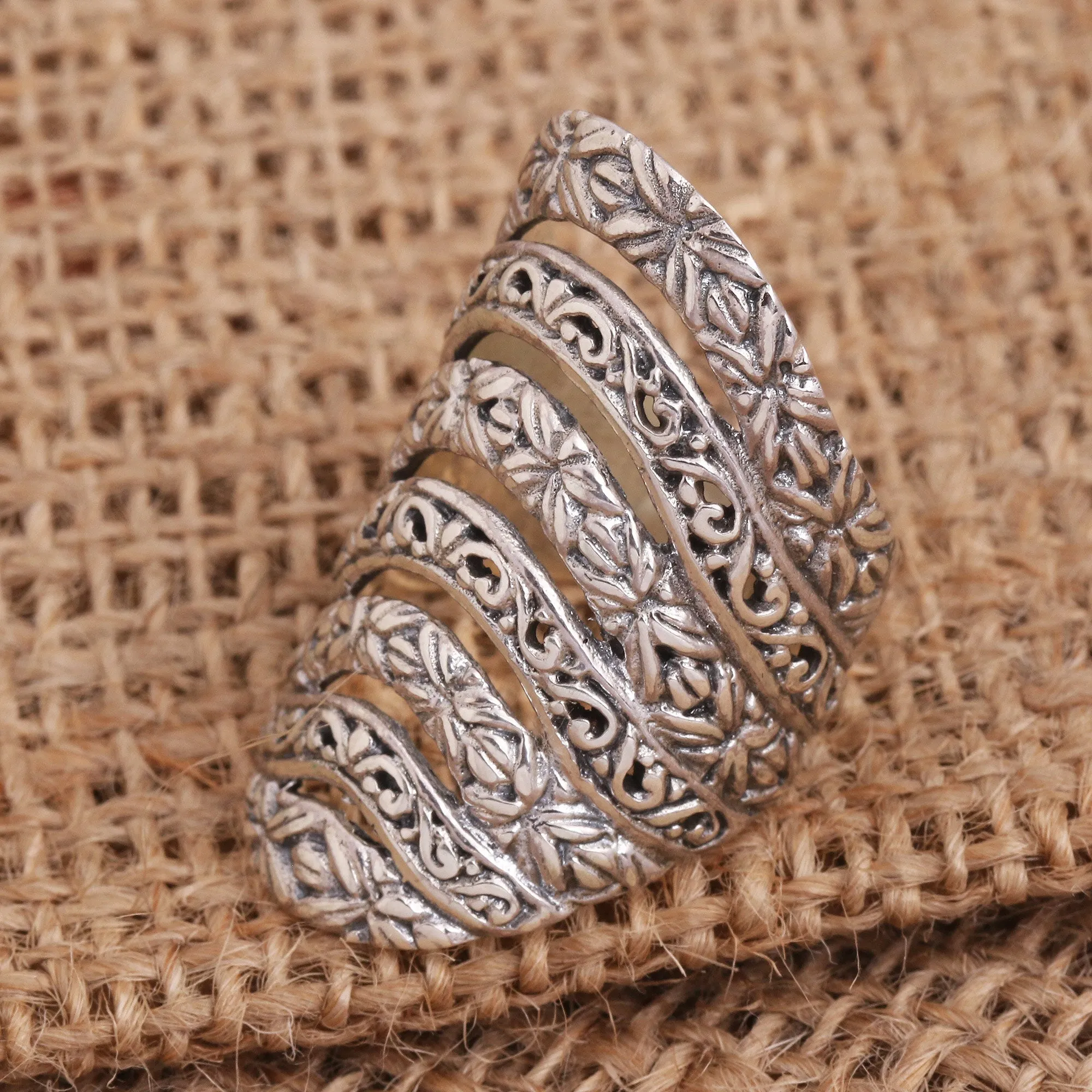 Alluring Layers Seven Layer Sterling Silver Cocktail Ring