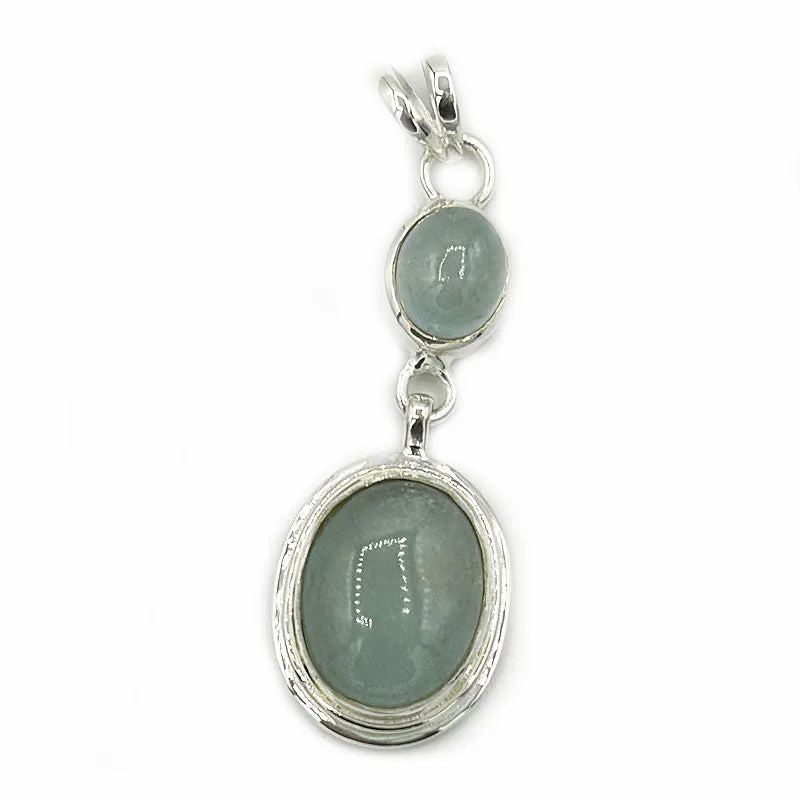 Aquamarine Double Drop Silver Pendant