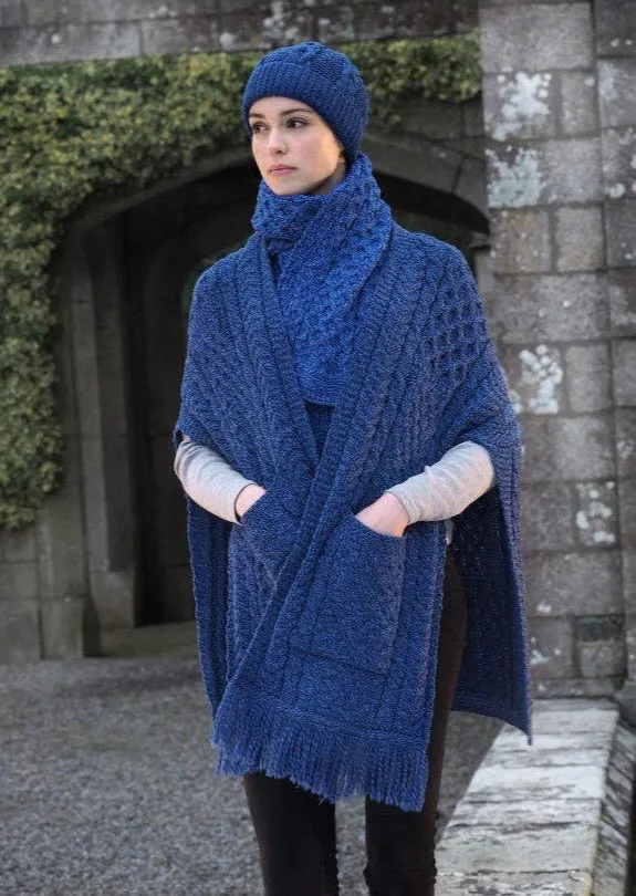 Aran Crafts Pocket Shawl | Blue