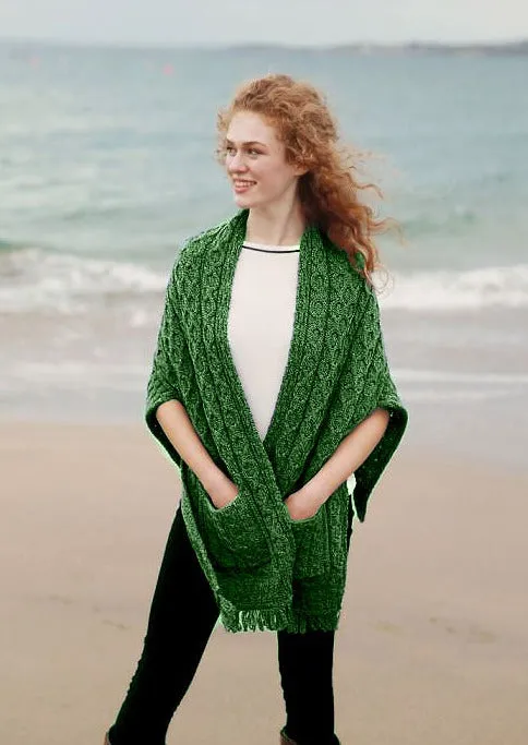 Aran Pocket Shawl | Green