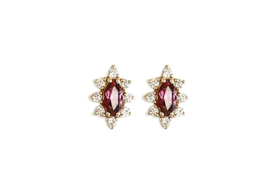 Aura Garnet Halo Studs