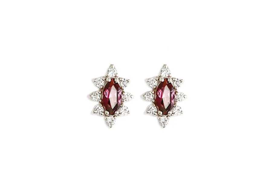 Aura Garnet Halo Studs