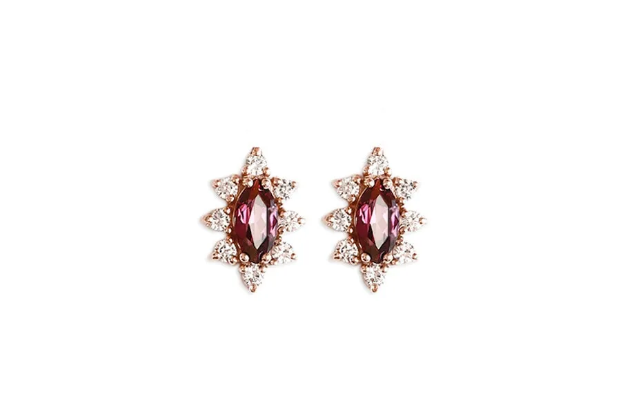 Aura Garnet Halo Studs