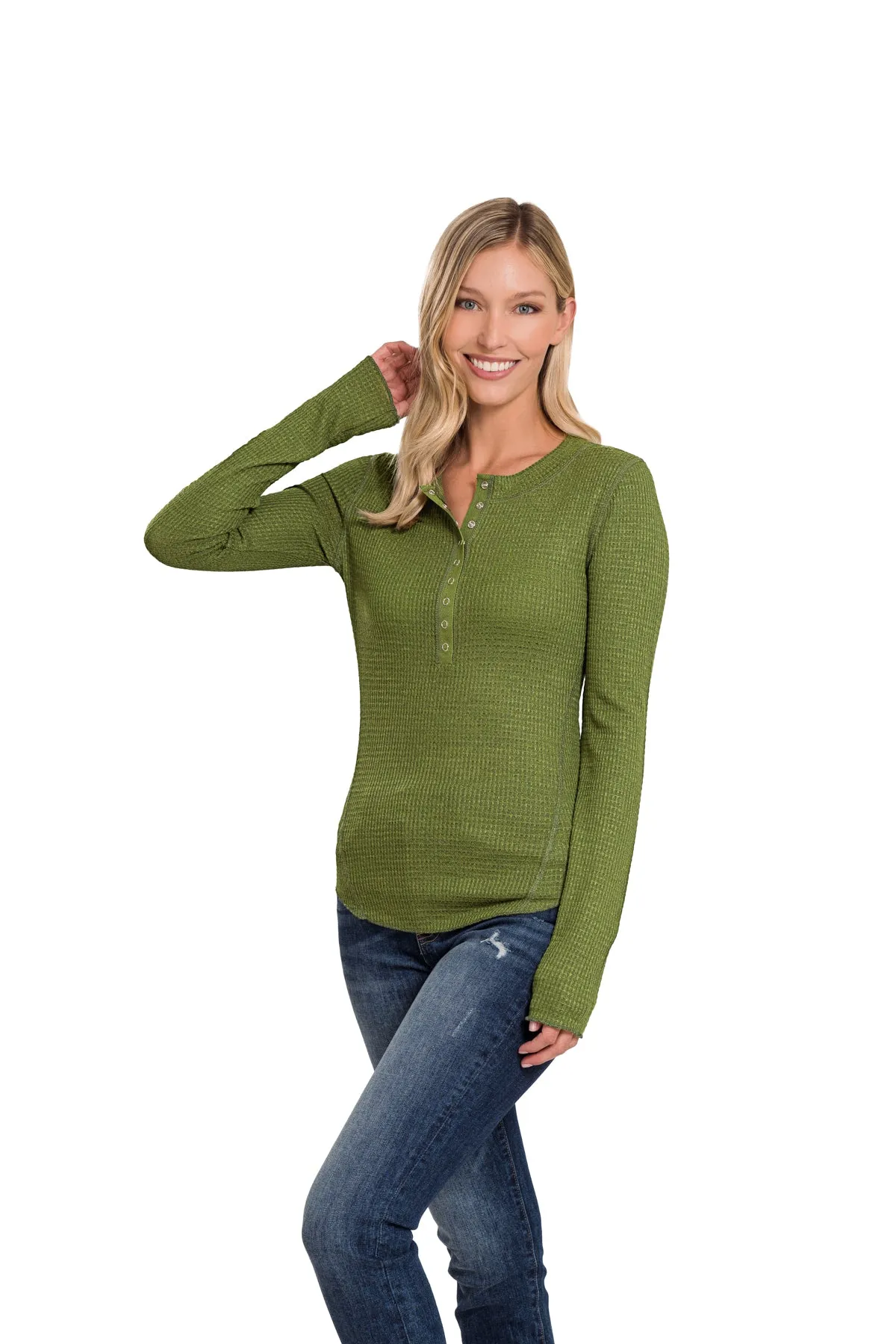 BABY WAFFLE SWEATER- Olive