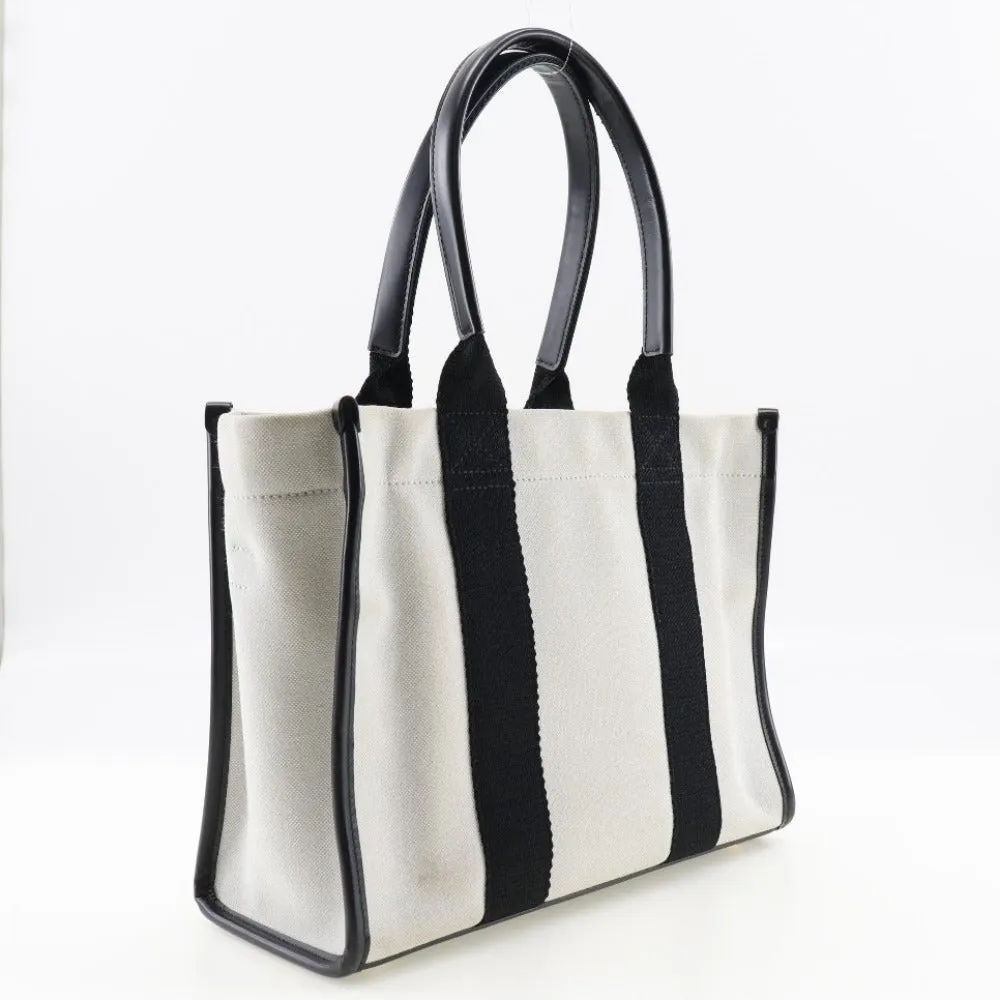 BALENCIAGA Tote Bag 671402 canvas Black / white 2WAYShoulder Small hardware Women Used Authentic