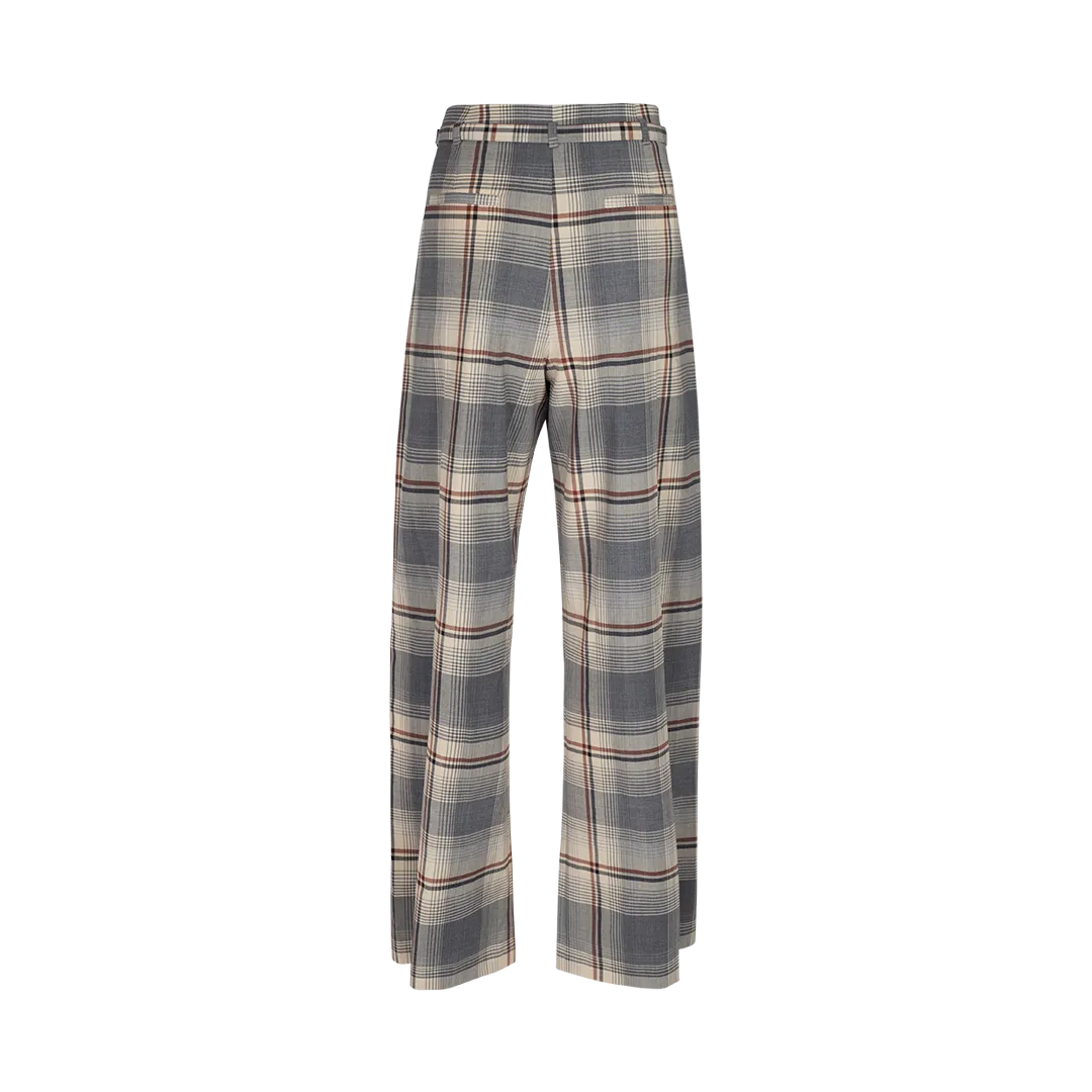 Belted Check Trousers