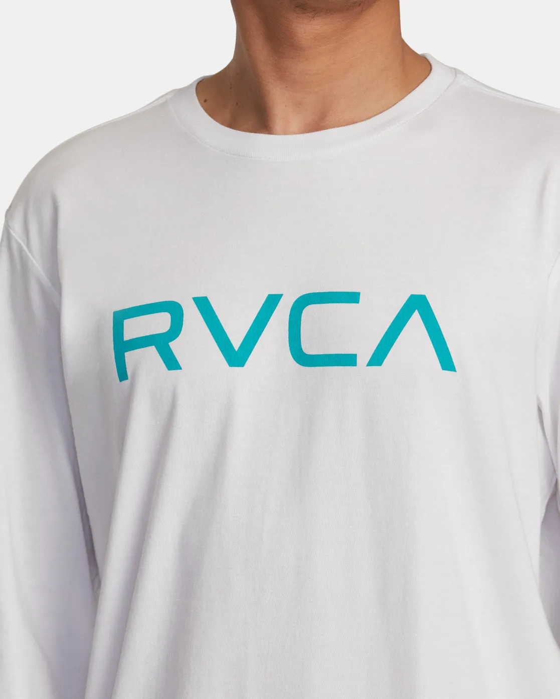 Big RVCA Long Sleeve Tee - White/Teal