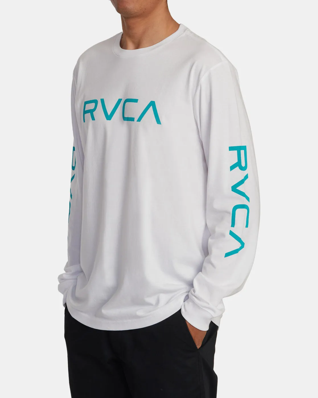 Big RVCA Long Sleeve Tee - White/Teal