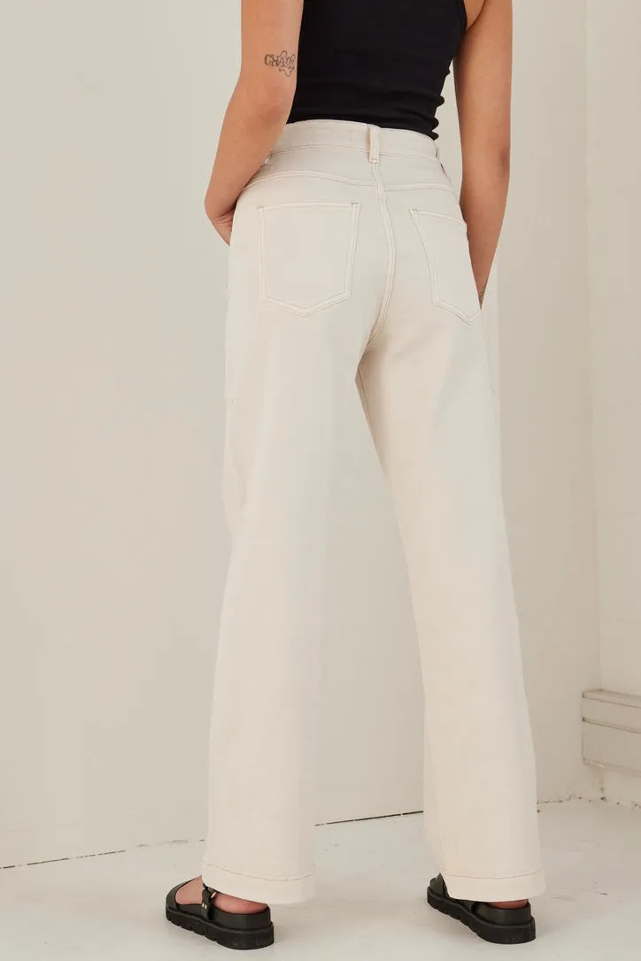 Billie Ivory High Waist Wide Leg Jean