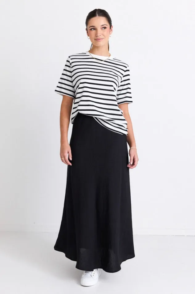 Binding Black White Stripe Boxy Fit Tee