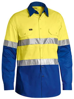 Bisley Hi Vis 2 Tone Cool Vented Taped Long Sleeve Drill Shirt BS6696T