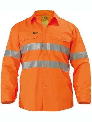 Bisley Hi Vis Cool Lightweight Long Sleeve Drill Shirt BS6897