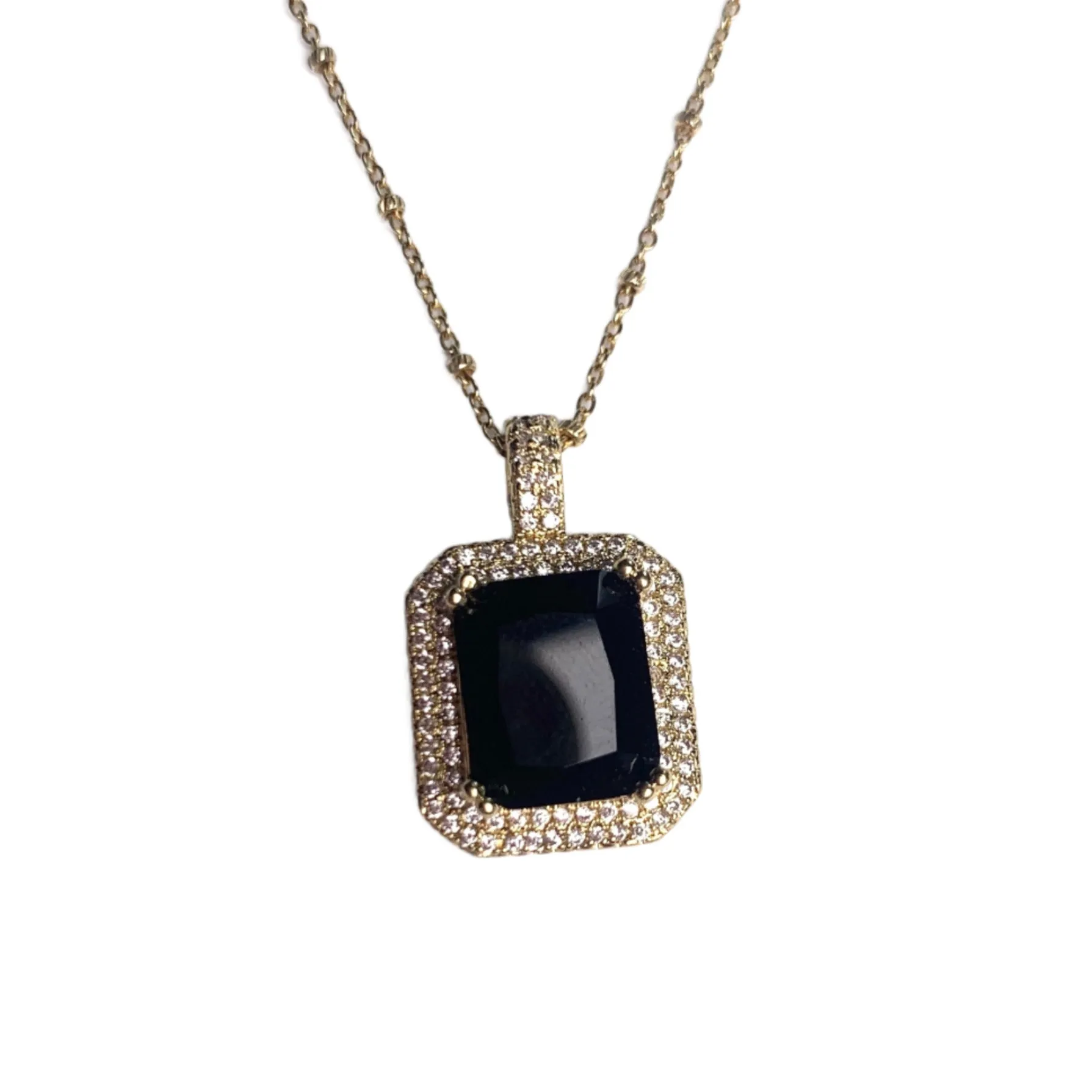 Black Hidden Gem Pavé Necklace