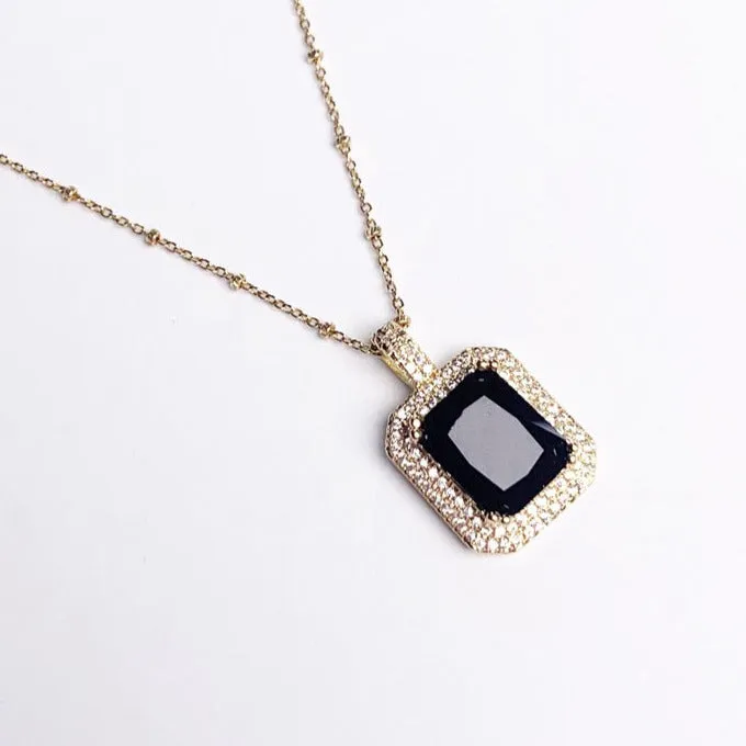 Black Hidden Gem Pavé Necklace