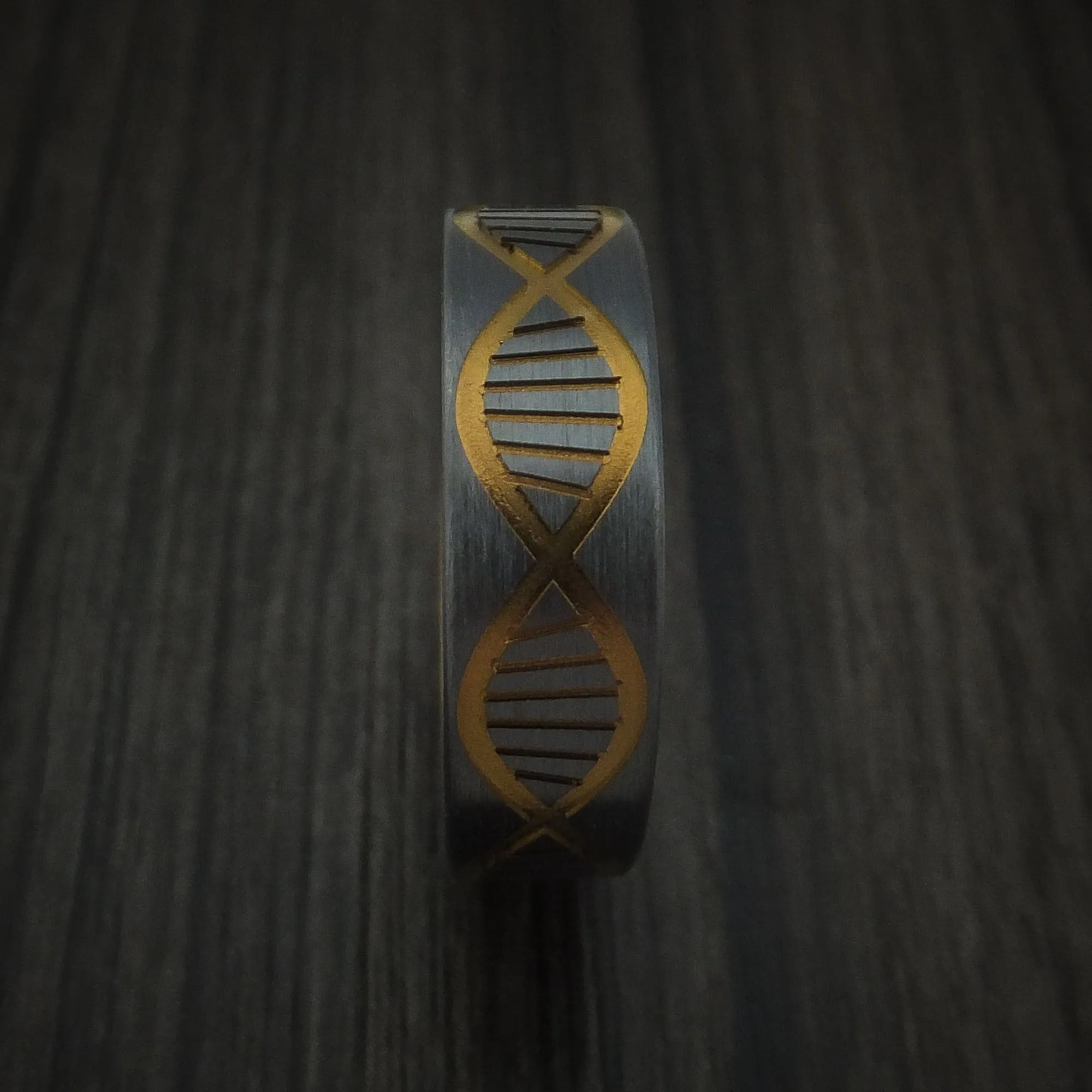 Black Titanium DNA Strand Anodized Men's Ring Custom Made Band