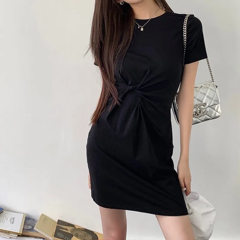 Black Twist Waist Dress