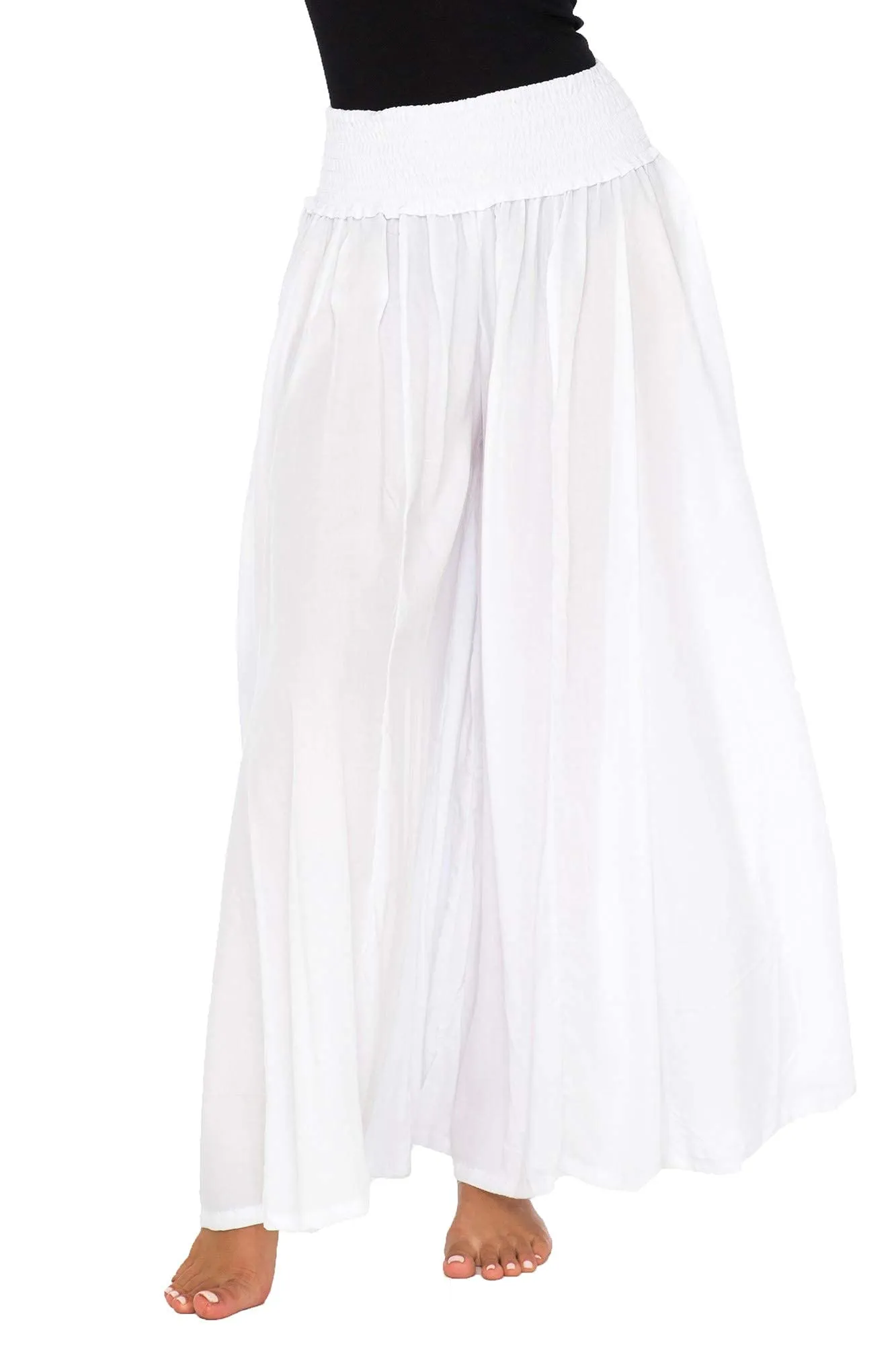 Boho Wide Leg Smocked Waist Palazzo Pants