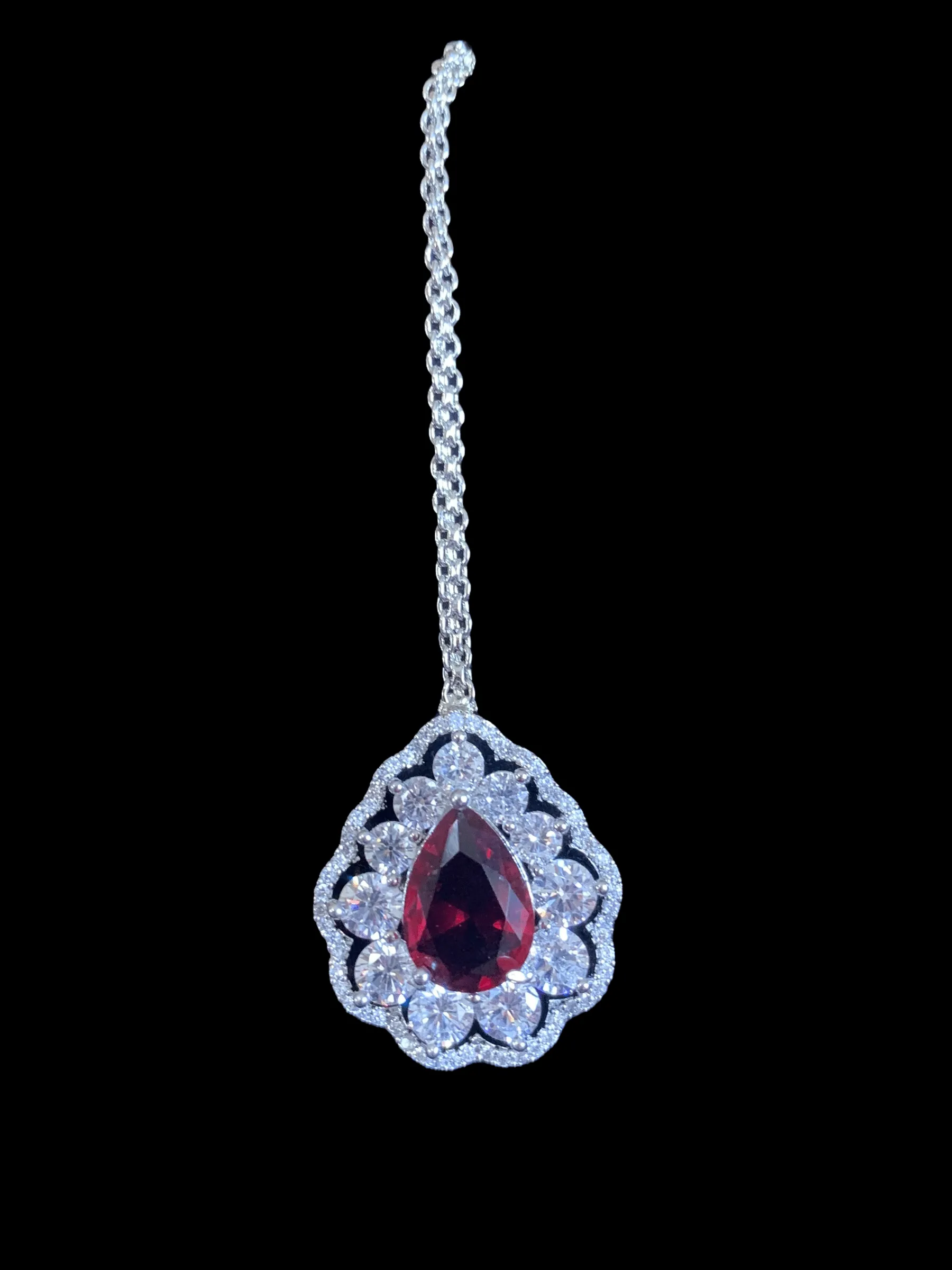 BR87 cz necklace set - ruby ( SHIPS IN 4 WEEKS  )