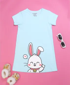 Bunny Print Girls T-Shirt Dress