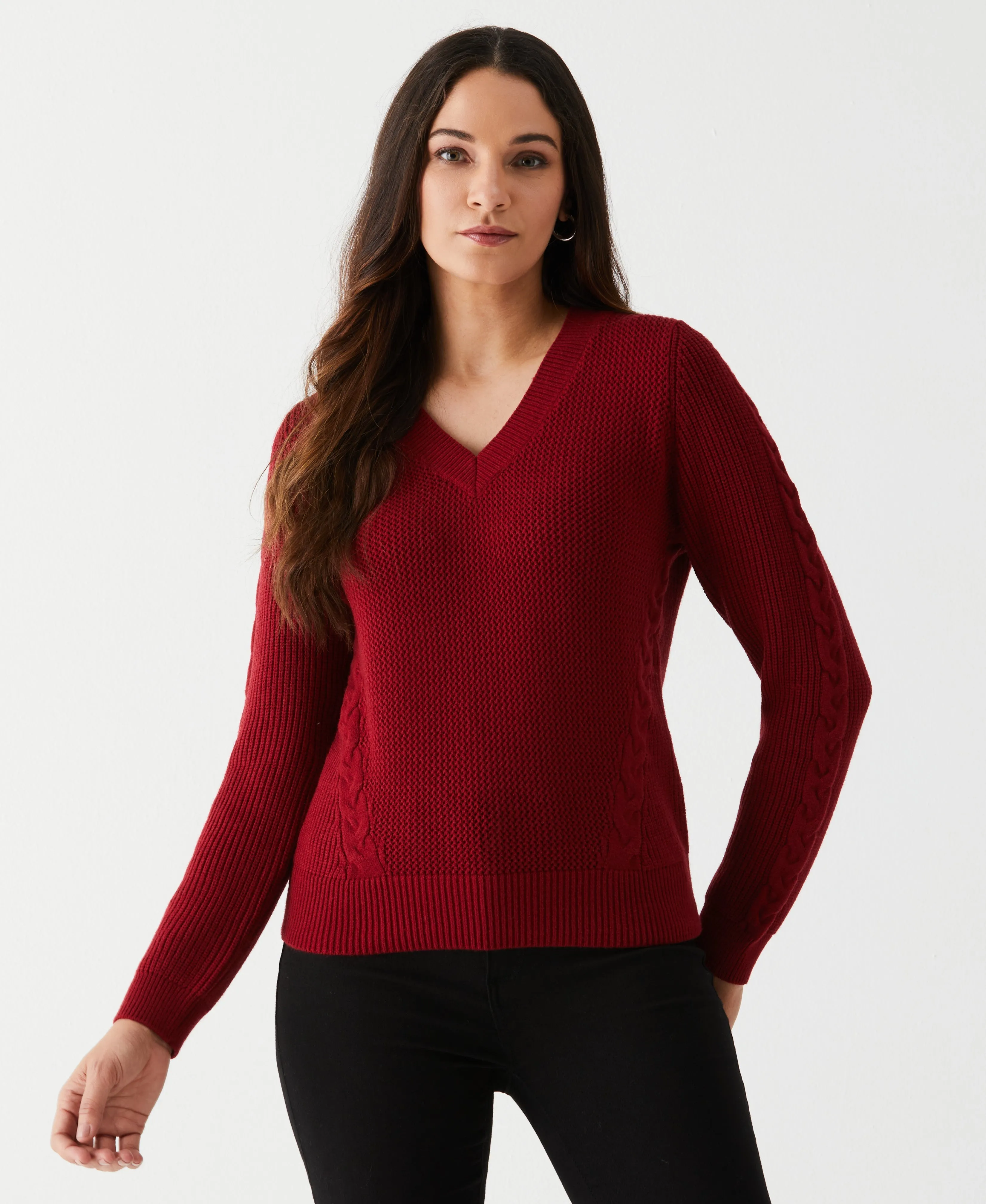 Cable Knit V-Neck Sweater