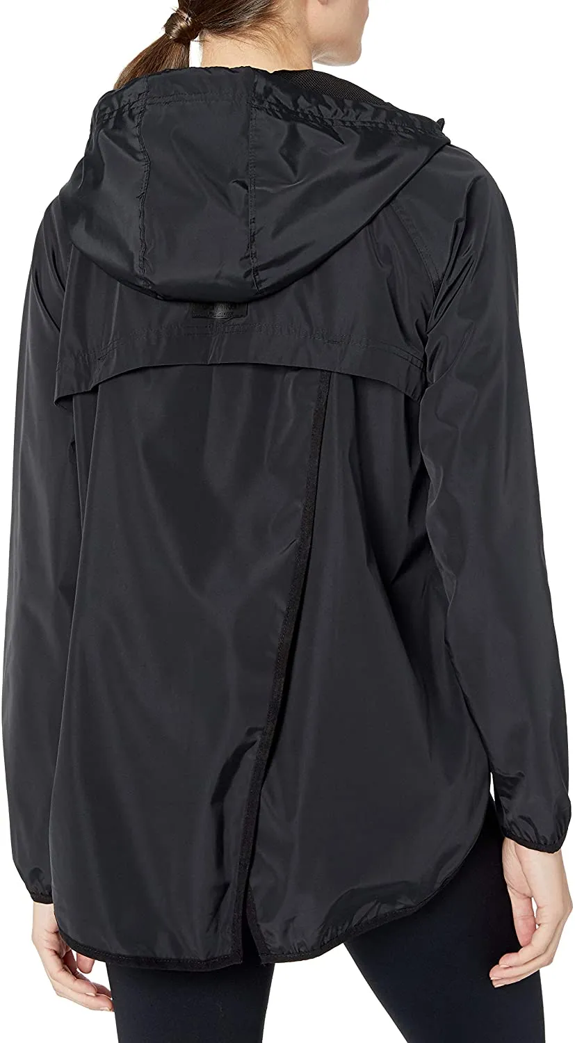 Calvin Klein Plus Women's Crossover-Back Hooded Rain Jacket, Black, L