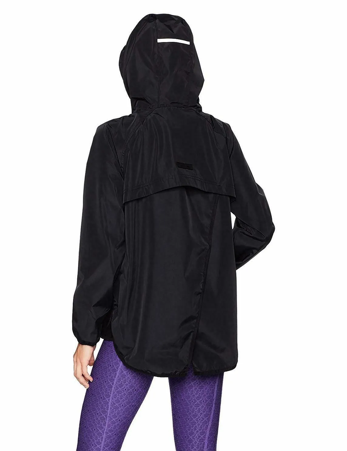 Calvin Klein Plus Women's Crossover-Back Hooded Rain Jacket, Black, L