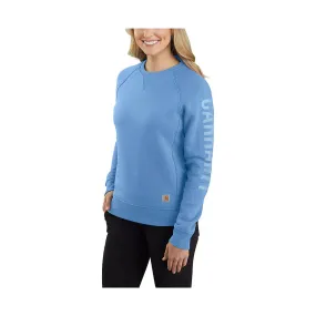 Carhartt Women's Relaxed Fit Midweight Crewneck Logo Sleeve Graphic Sweatshirt - Skystone