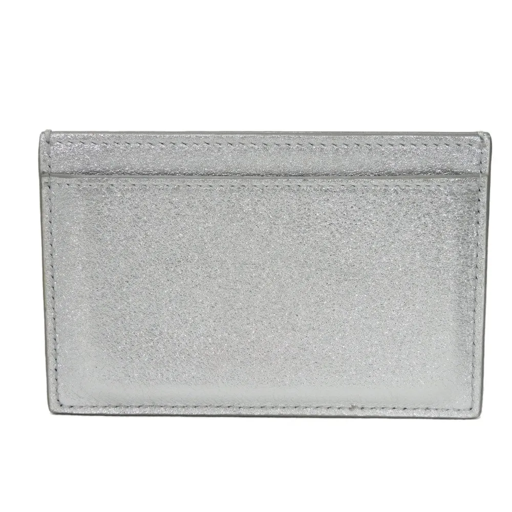 CELINE Card Case 10B703EK8.36AG Laminated calfskin Silver laminate logo card holder Women(Unisex) Used Authentic