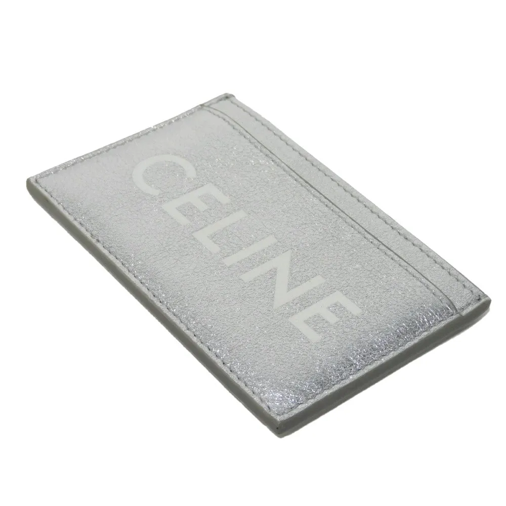 CELINE Card Case 10B703EK8.36AG Laminated calfskin Silver laminate logo card holder Women(Unisex) Used Authentic