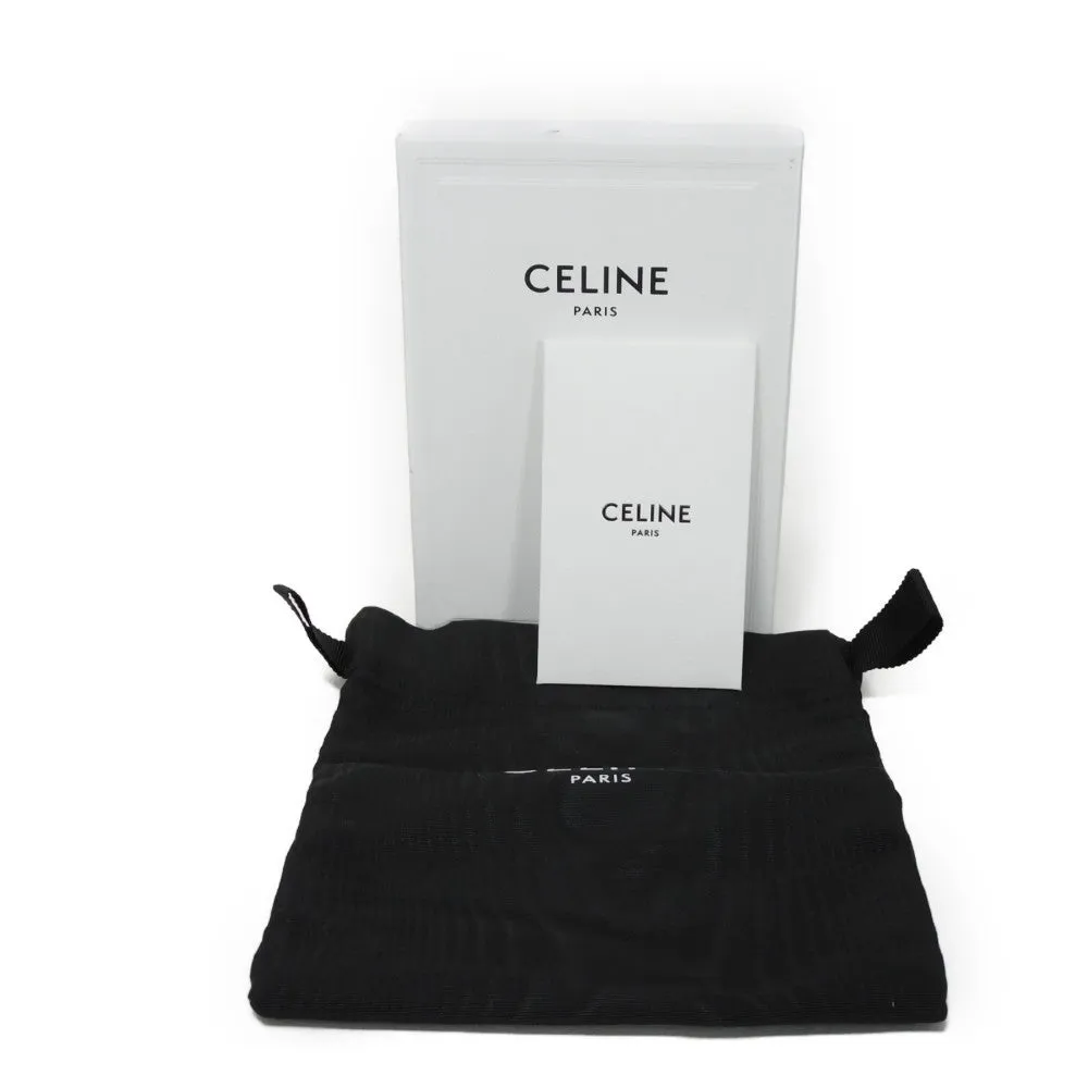 CELINE Card Case 10B703EK8.36AG Laminated calfskin Silver laminate logo card holder Women(Unisex) Used Authentic