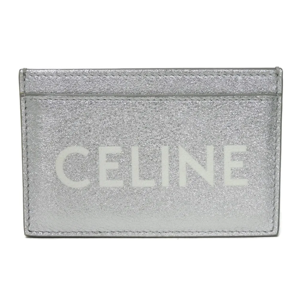 CELINE Card Case 10B703EK8.36AG Laminated calfskin Silver laminate logo card holder Women(Unisex) Used Authentic