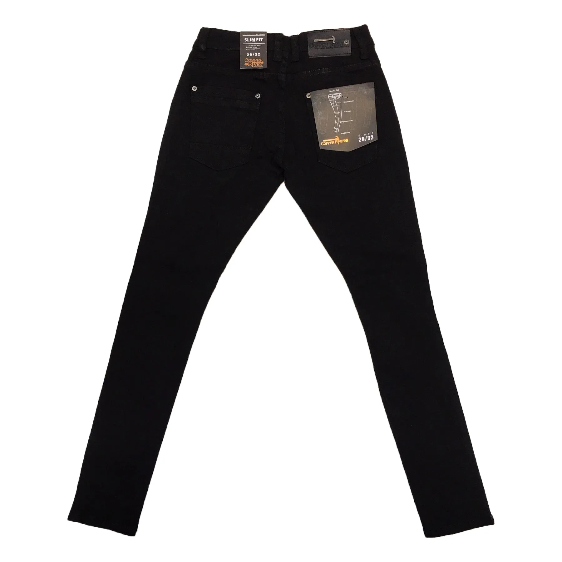 Copper Rivet Ripped Slim Jean (Jet Black)