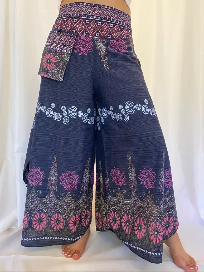 Cotton Harem Pants, Wide Open Leg Pants, Yoga Pants, Boho Pants, Festival Fashion, Printed Cotton Stylish Pants, Thai Elephant Pants, Hippie Pant