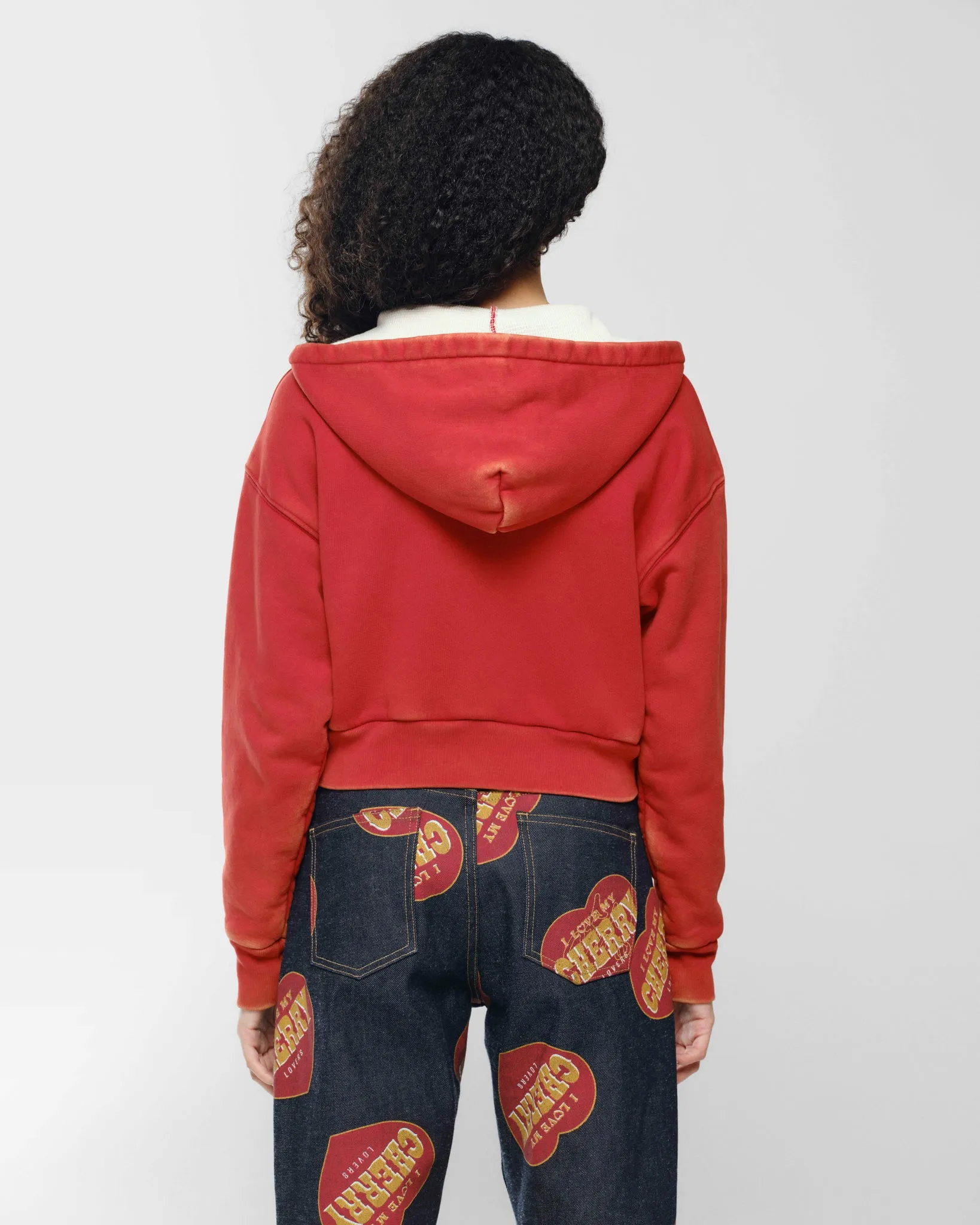 Cropped Thermal Zip-Up (Vintage Red)