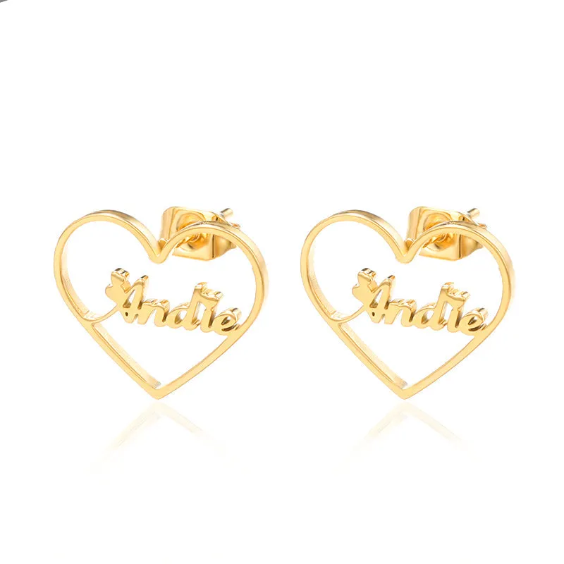 Custom Name Earrings-Heart Earrings-Best Gifts For Women- Stud Earrings