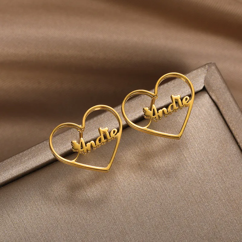 Custom Name Earrings-Heart Earrings-Best Gifts For Women- Stud Earrings