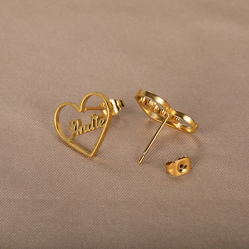 Custom Name Earrings-Heart Earrings-Best Gifts For Women- Stud Earrings