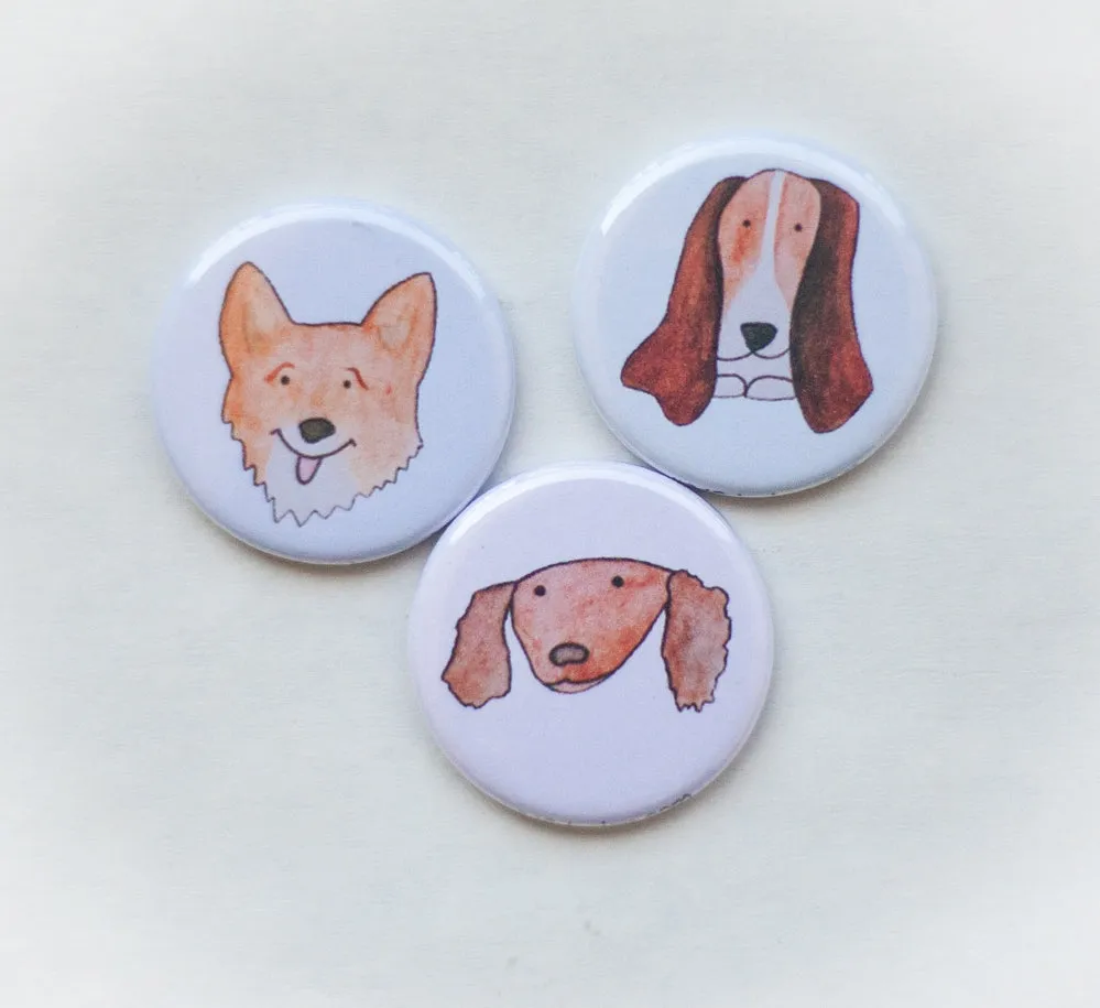 Cute dogs magnet set, Corgi art magnet, Dachshund art magnet, Bassett Hound art magnet